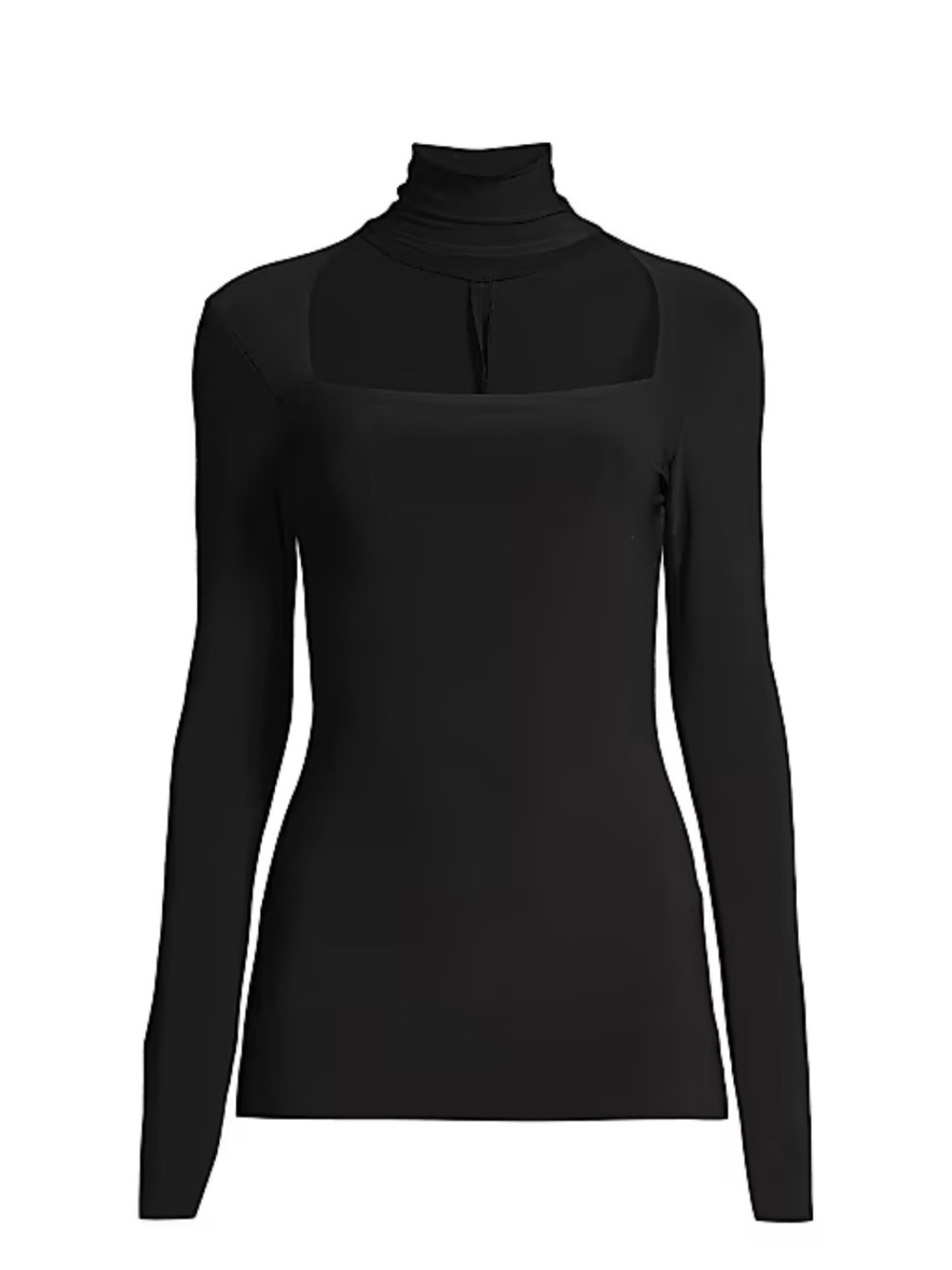 Norma Kamali Black Long Sleeve Mock Neck Top